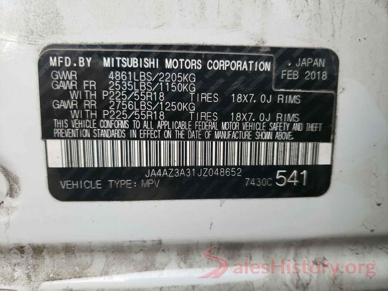 JA4AZ3A31JZ048652 2018 MITSUBISHI OUTLANDER