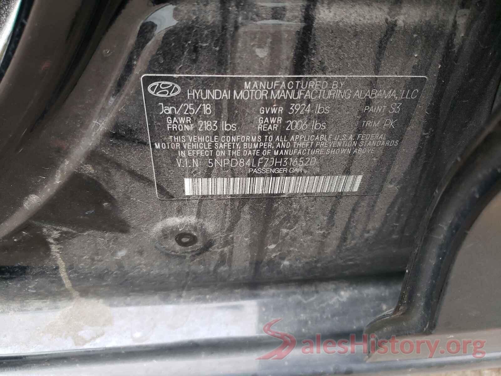 5NPD84LF7JH316520 2018 HYUNDAI ELANTRA