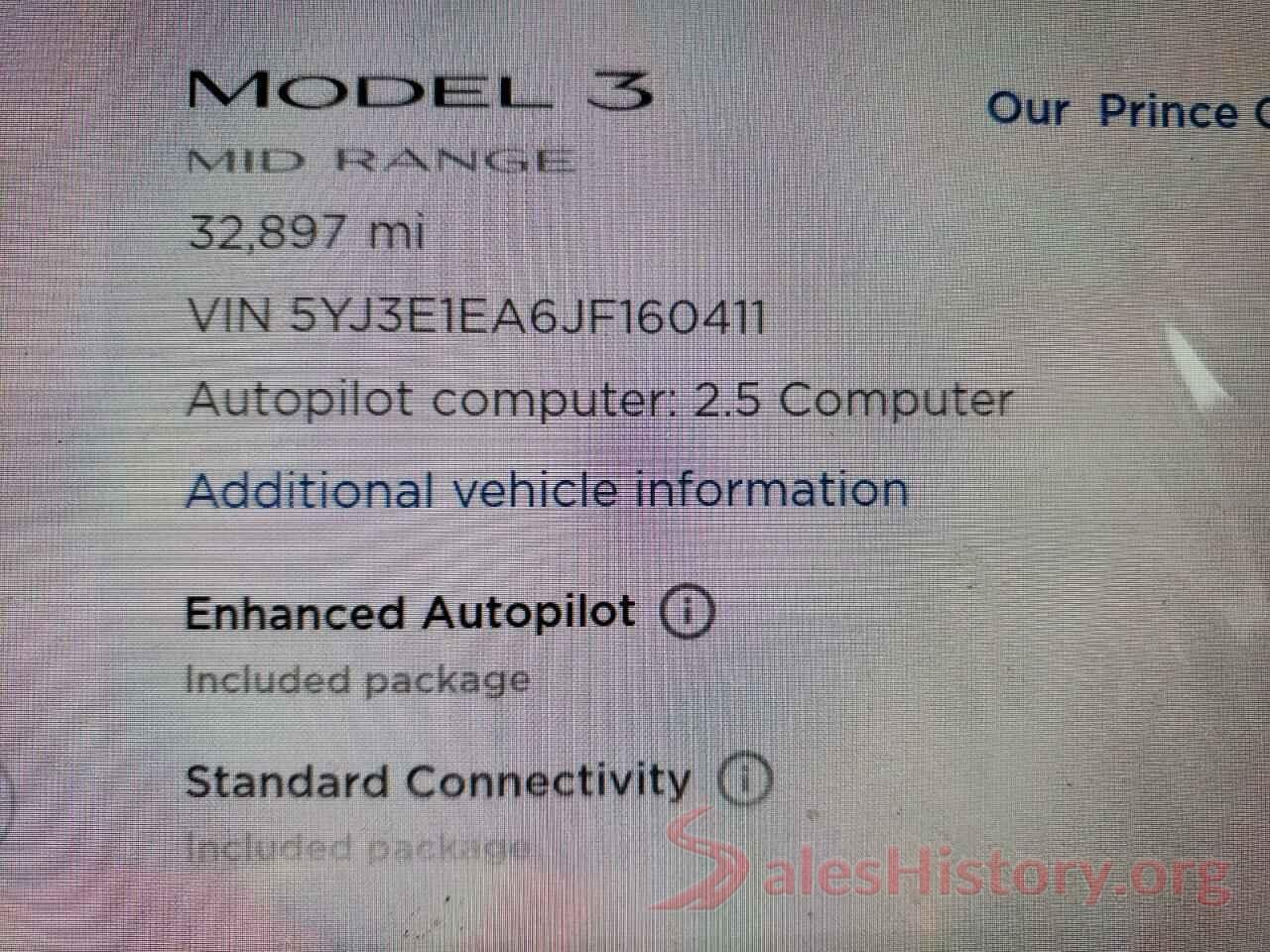 5YJ3E1EA6JF160411 2018 TESLA MODEL 3