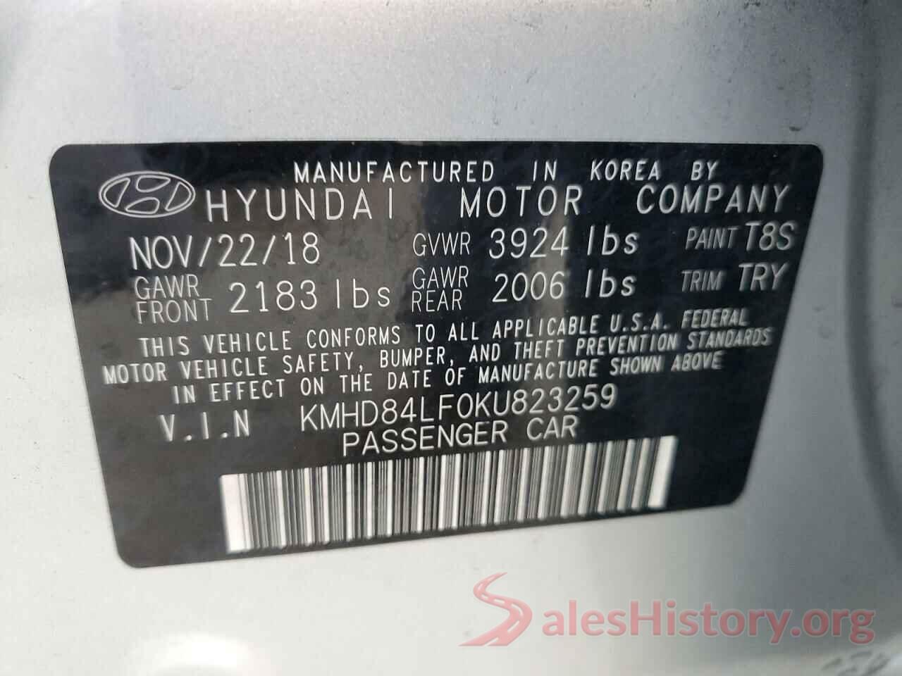 KMHD84LF0KU823259 2019 HYUNDAI ELANTRA