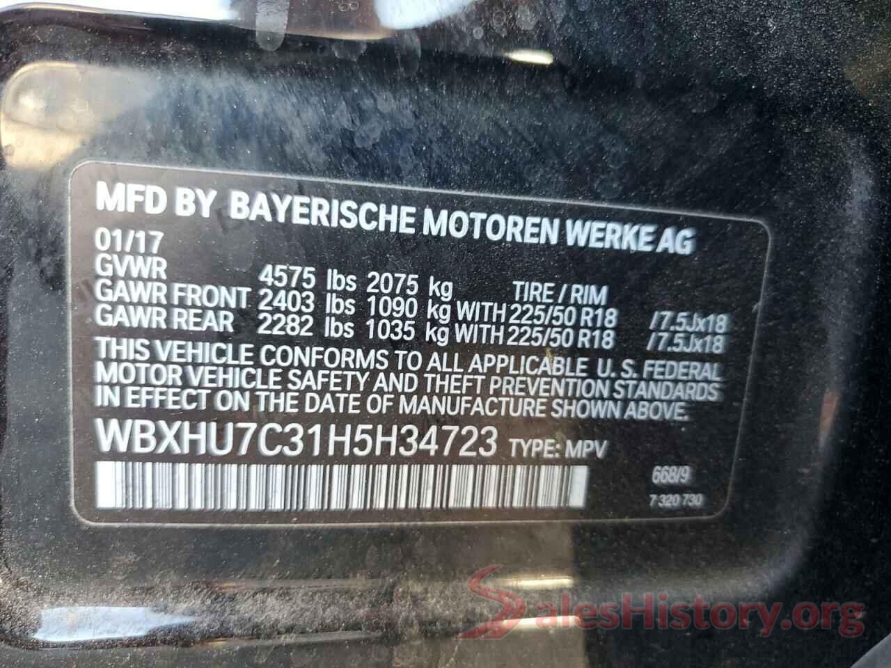 WBXHU7C31H5H34723 2017 BMW X1
