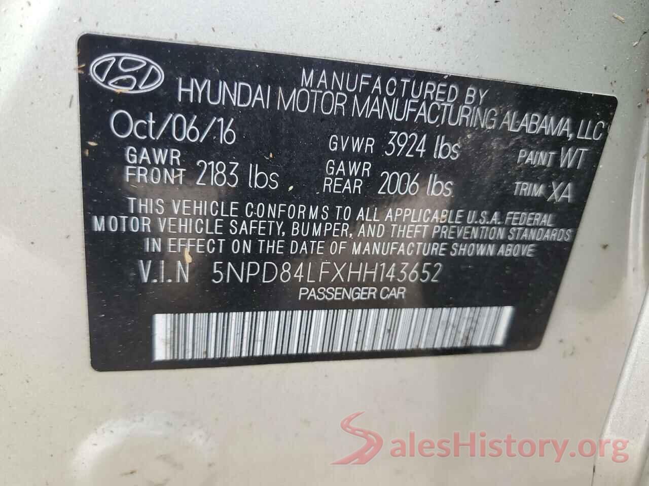 5NPD84LFXHH143652 2017 HYUNDAI ELANTRA