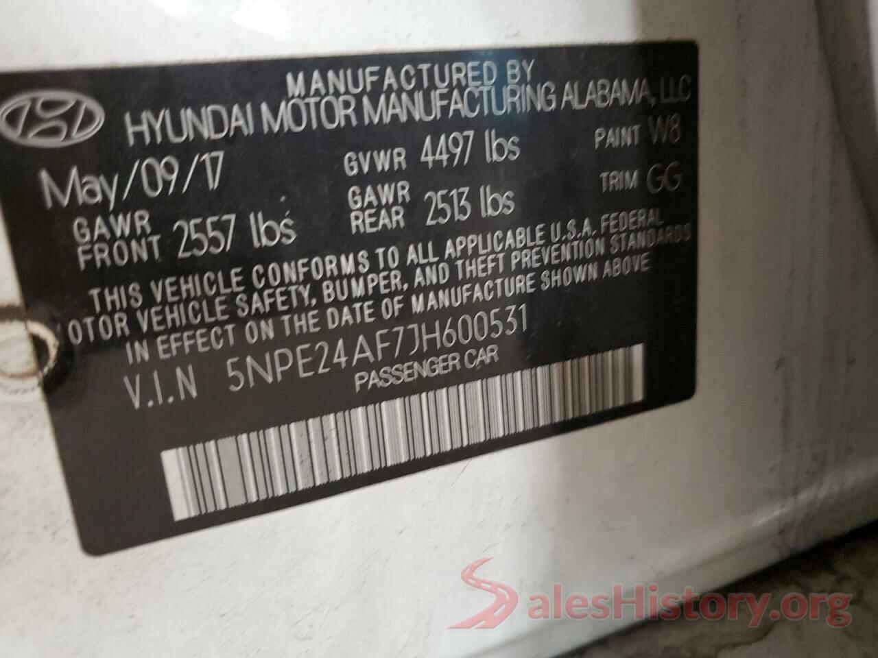 5NPE24AF7JH600531 2018 HYUNDAI SONATA