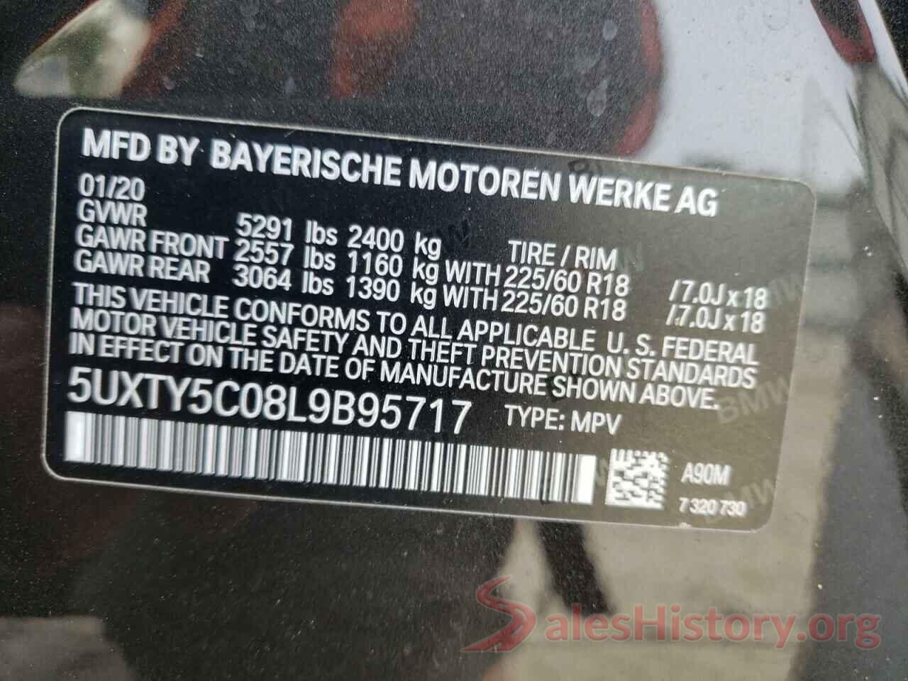 5UXTY5C08L9B95717 2020 BMW X3