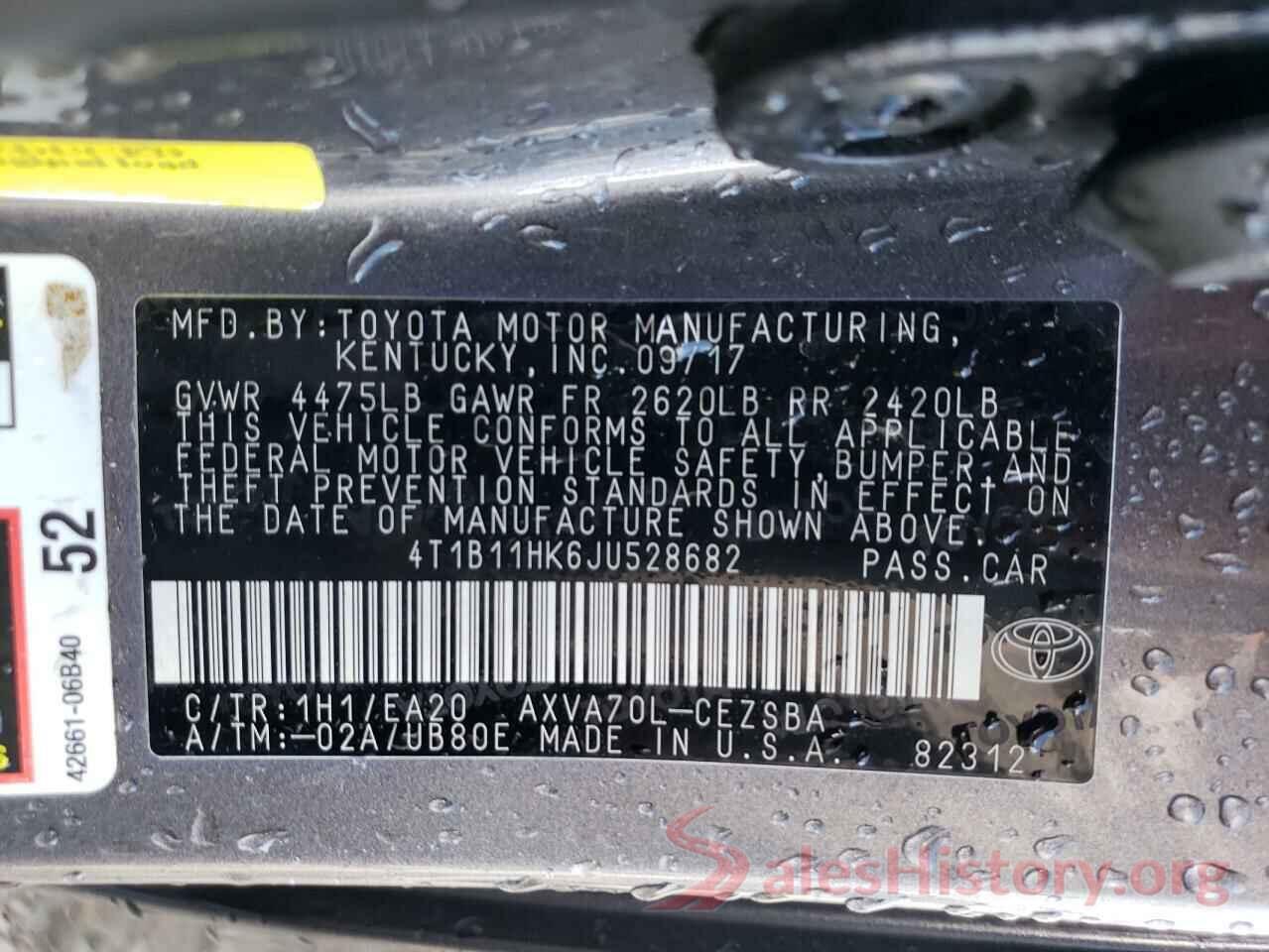 4T1B11HK6JU528682 2018 TOYOTA CAMRY