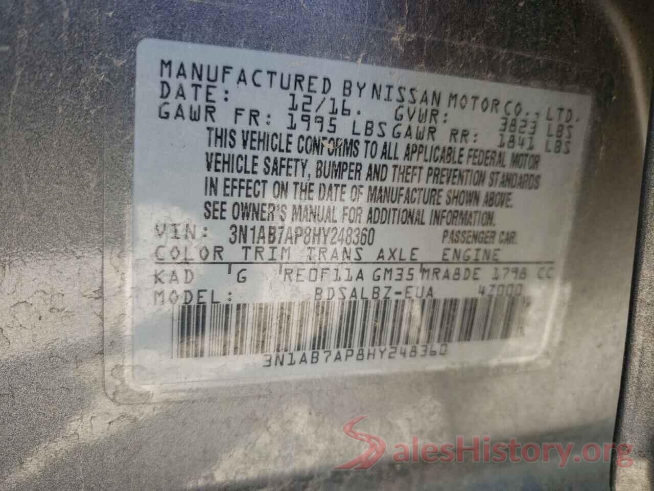 3N1AB7AP8HY248360 2017 NISSAN SENTRA