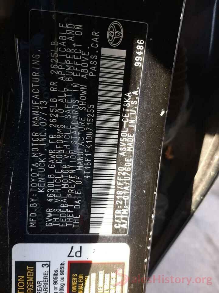 4T1BF1FK1DU715255 2013 TOYOTA CAMRY