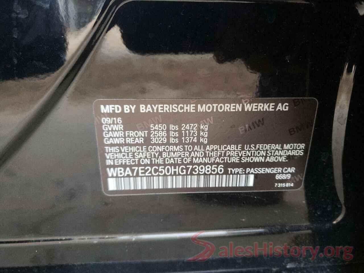 WBA7E2C50HG739856 2017 BMW 7 SERIES