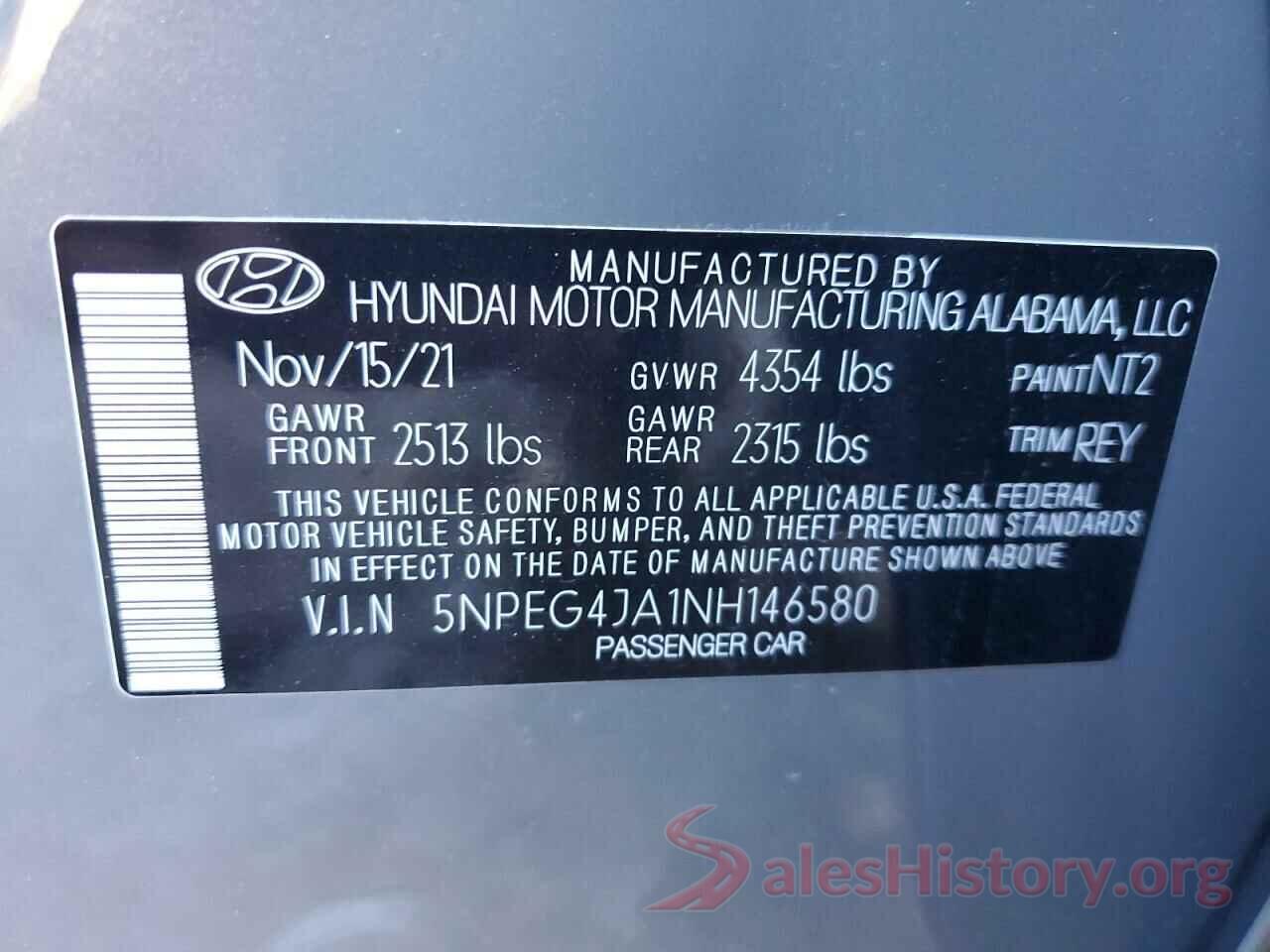 5NPEG4JA1NH146580 2022 HYUNDAI SONATA