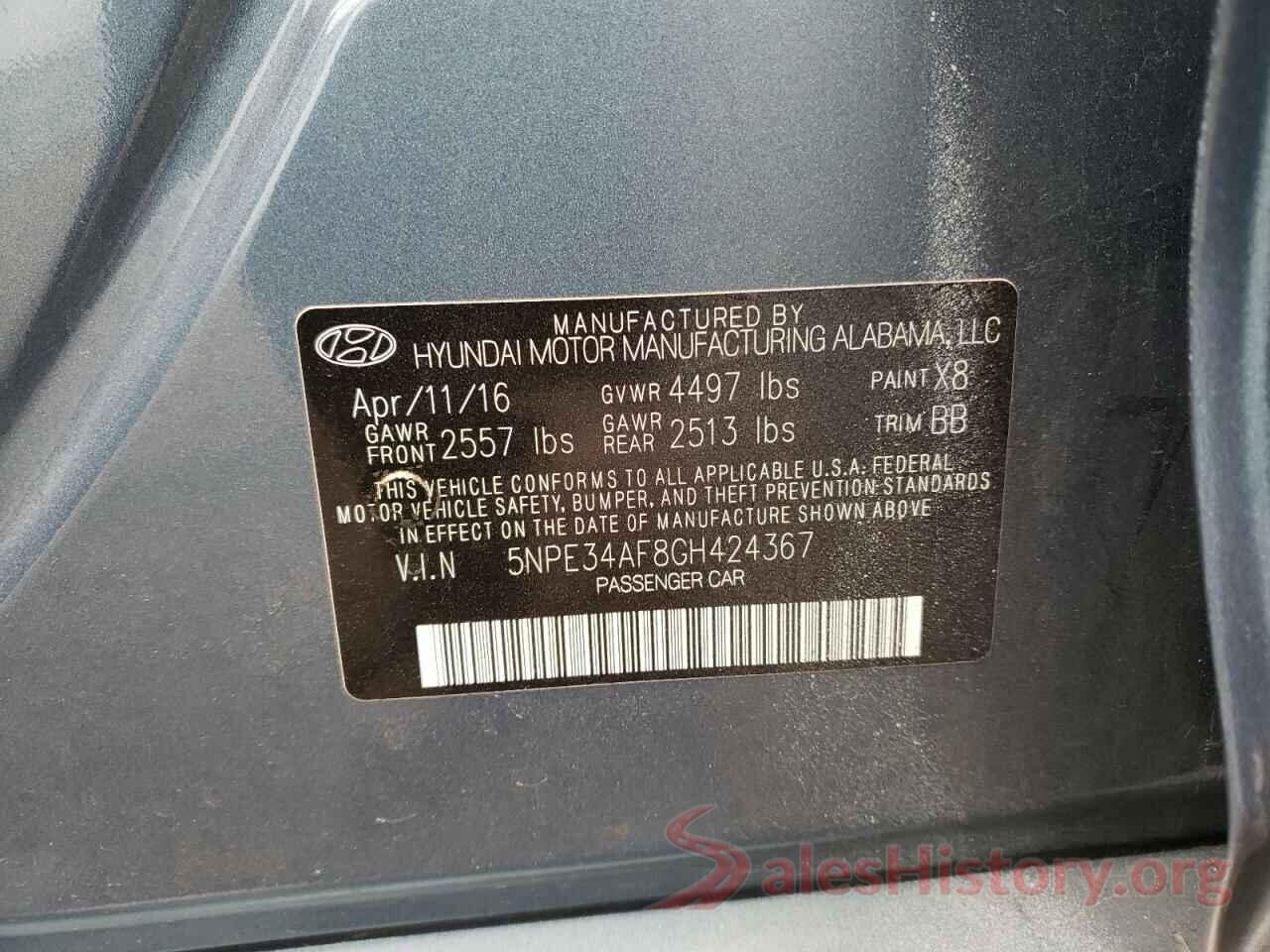 5NPE34AF8GH424367 2016 HYUNDAI SONATA