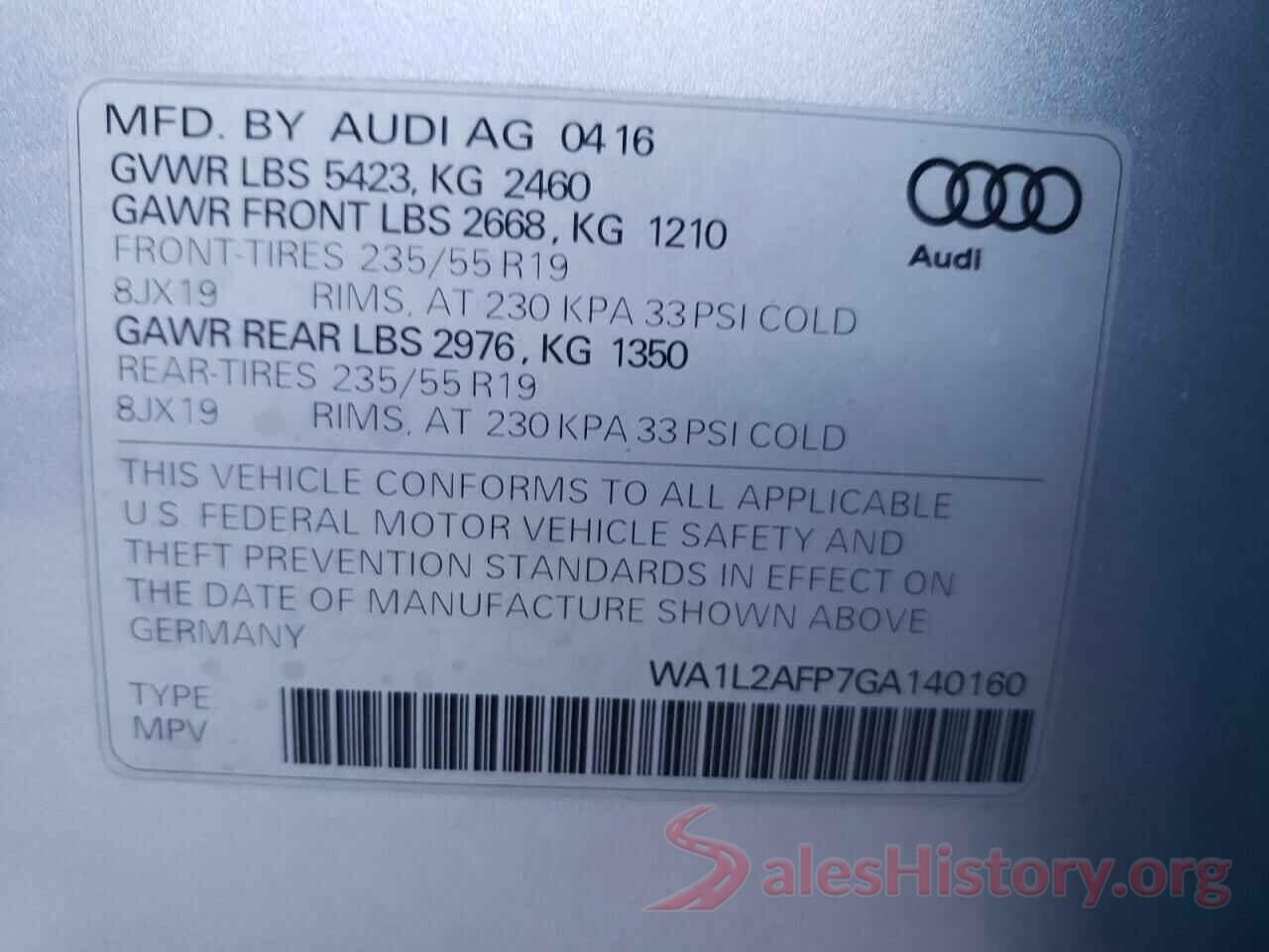 WA1L2AFP7GA140160 2016 AUDI Q5