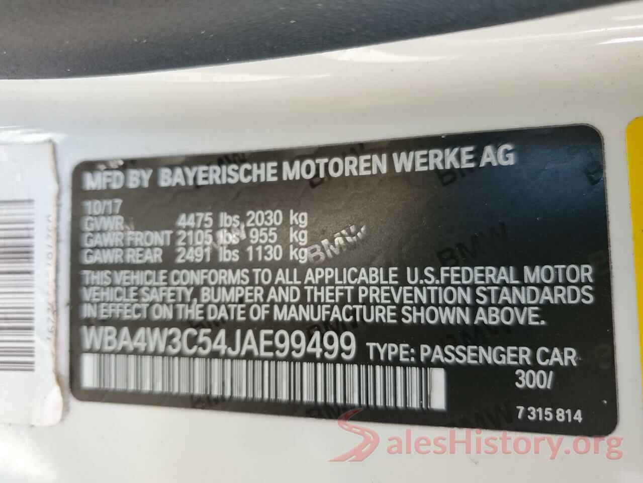 WBA4W3C54JAE99499 2018 BMW 4 SERIES