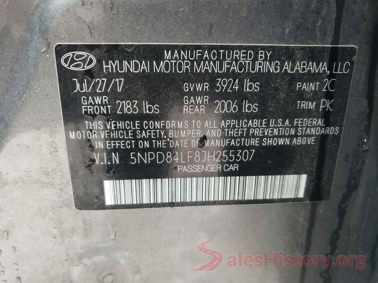 5NPD84LF8JH255307 2018 HYUNDAI ELANTRA