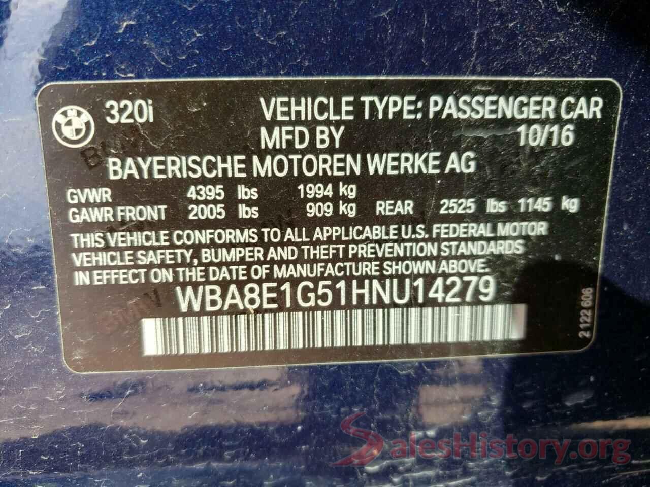 WBA8E1G51HNU14279 2017 BMW 3 SERIES