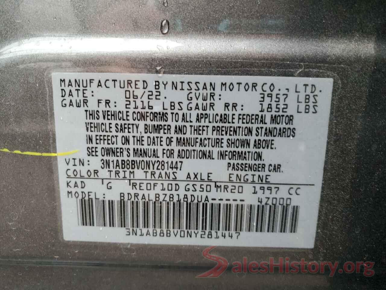 3N1AB8BV0NY281447 2022 NISSAN SENTRA