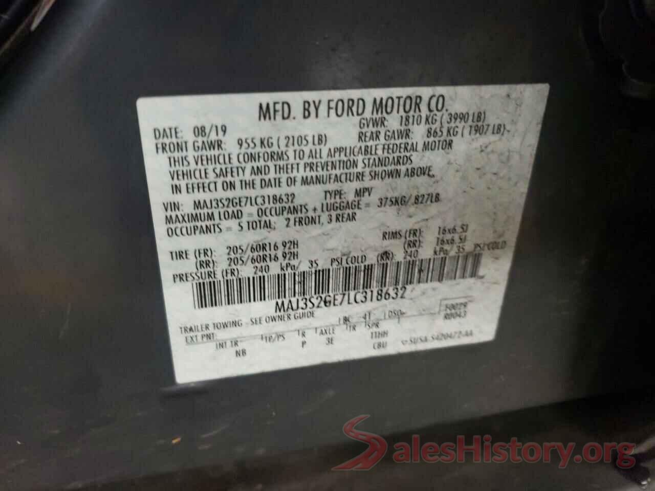 MAJ3S2GE7LC318632 2020 FORD ECOSPORT