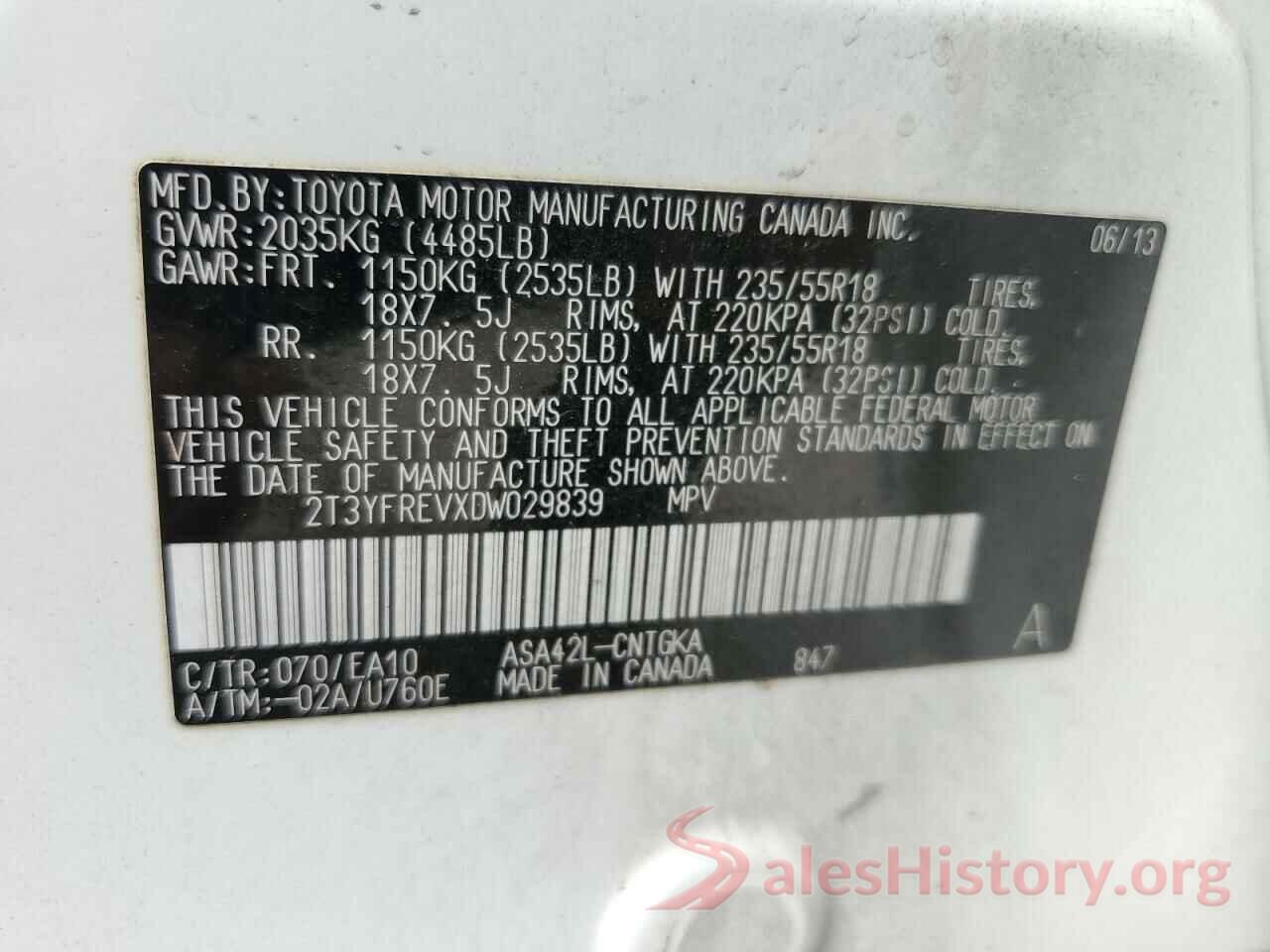 2T3YFREVXDW029839 2013 TOYOTA RAV4