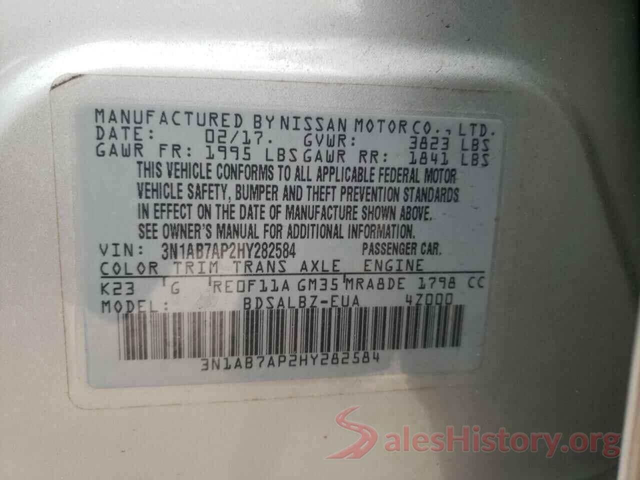 3N1AB7AP2HY282584 2017 NISSAN SENTRA