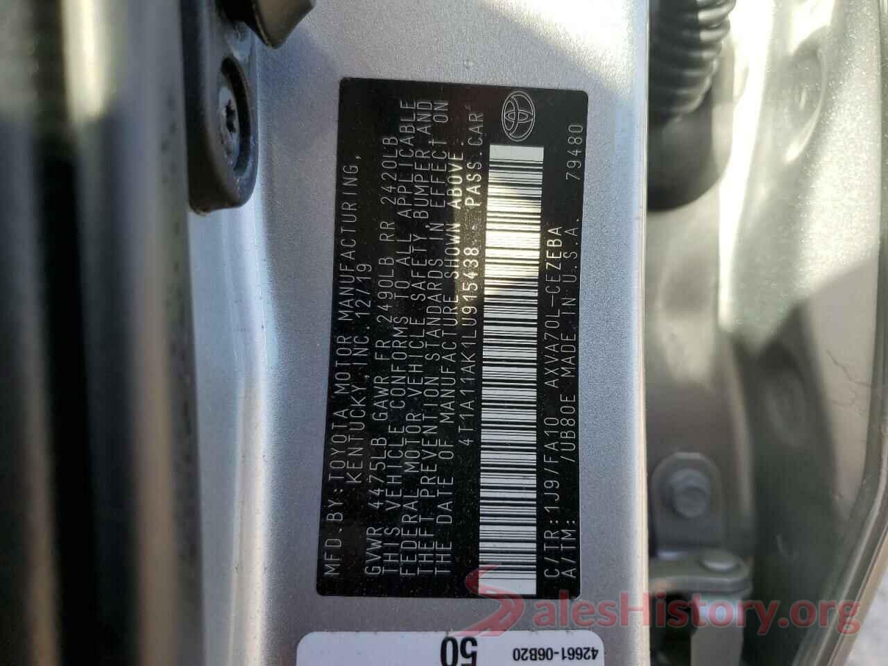 4T1A11AK1LU915438 2020 TOYOTA CAMRY