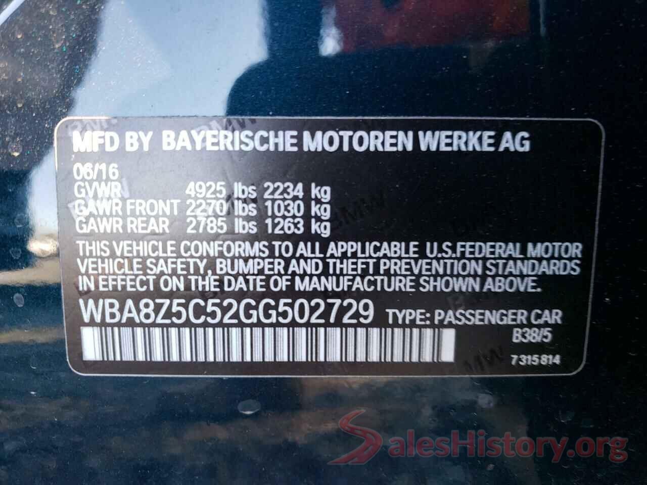 WBA8Z5C52GG502729 2016 BMW 3 SERIES