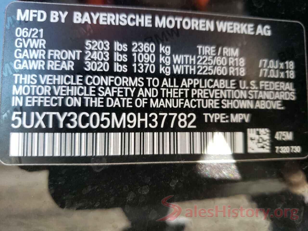 5UXTY3C05M9H37782 2021 BMW X3