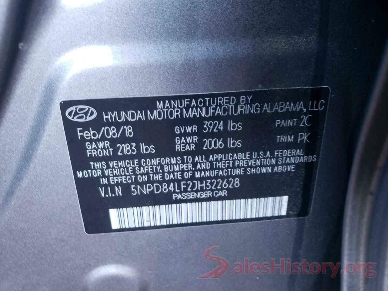 5NPD84LF2JH322628 2018 HYUNDAI ELANTRA