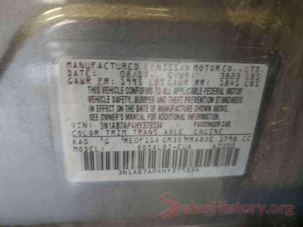 3N1AB7AP4HY379334 2017 NISSAN SENTRA