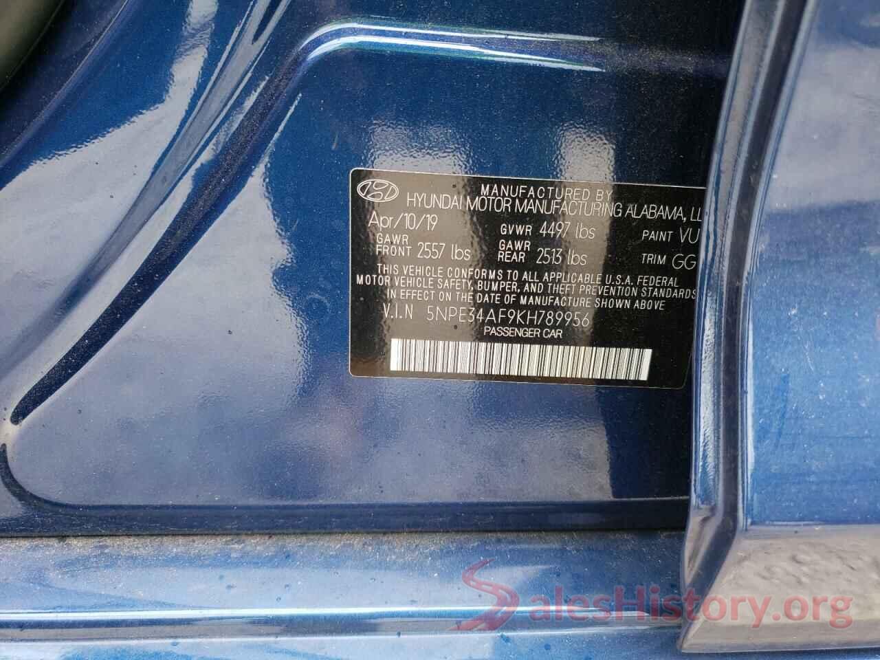 5NPE34AF9KH789956 2019 HYUNDAI SONATA