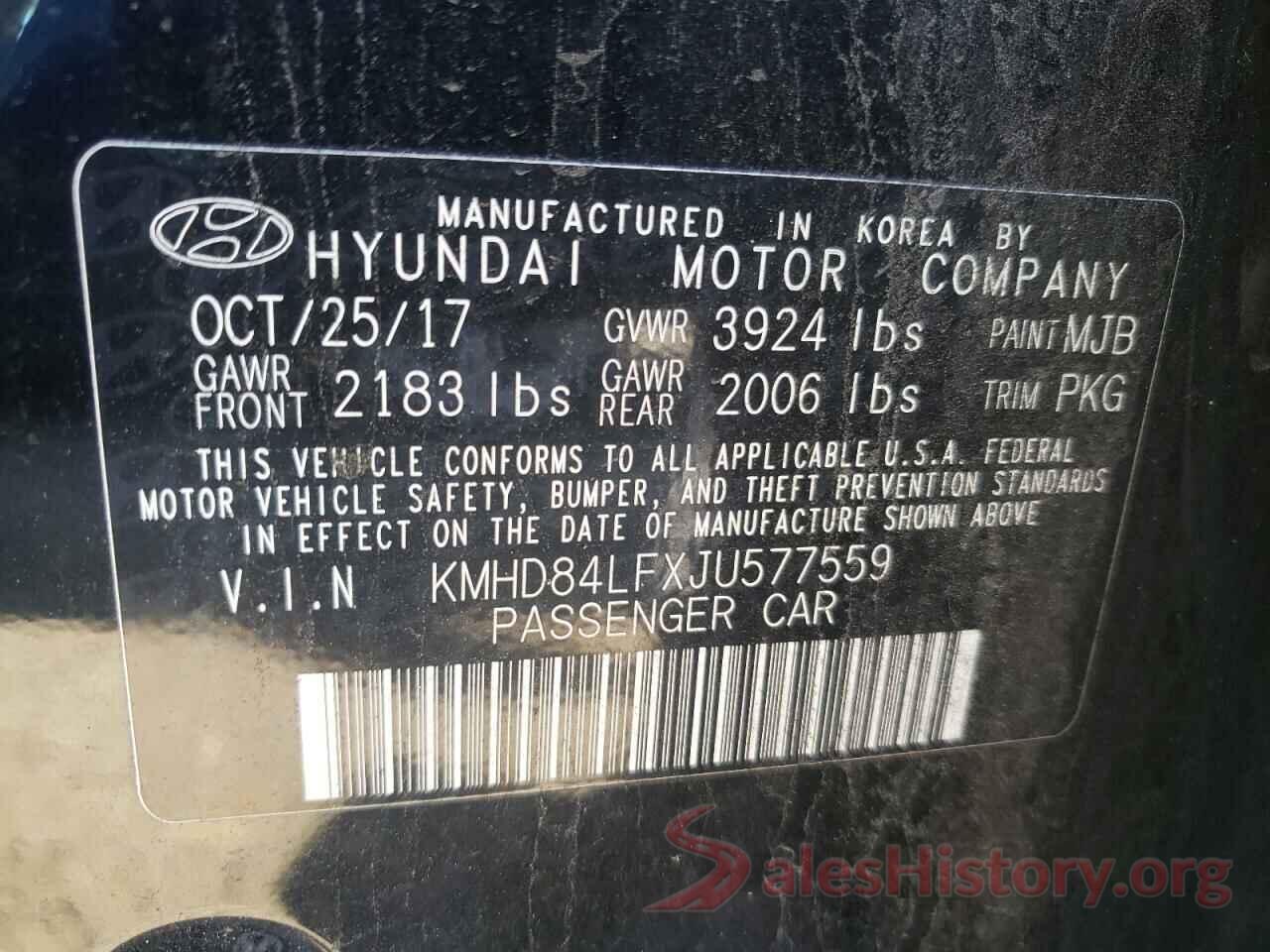 KMHD84LFXJU577559 2018 HYUNDAI ELANTRA