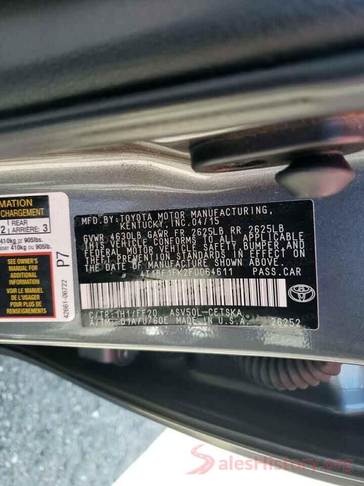 4T1BF1FK2FU064611 2015 TOYOTA CAMRY