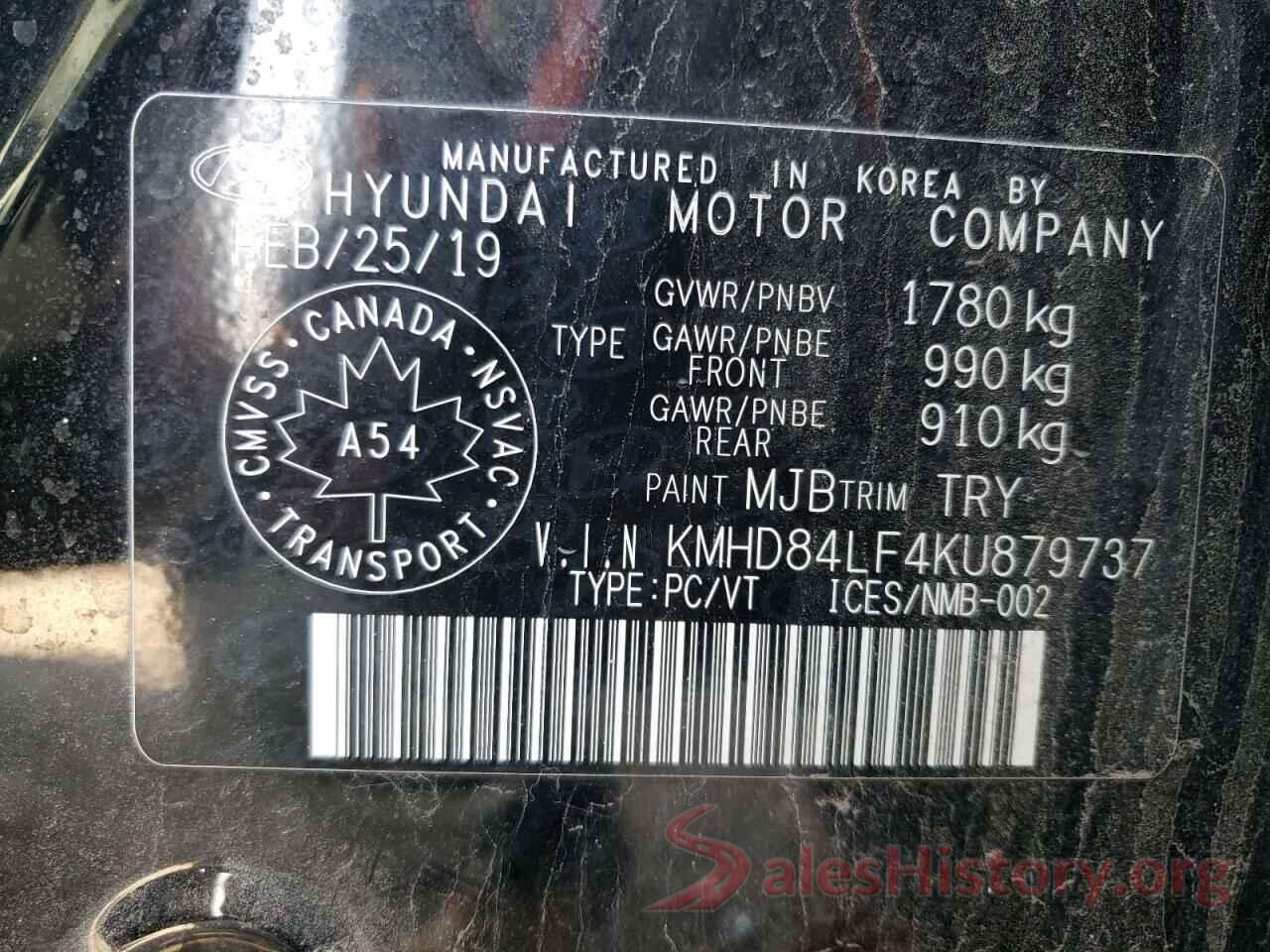 KMHD84LF4KU879737 2019 HYUNDAI ELANTRA