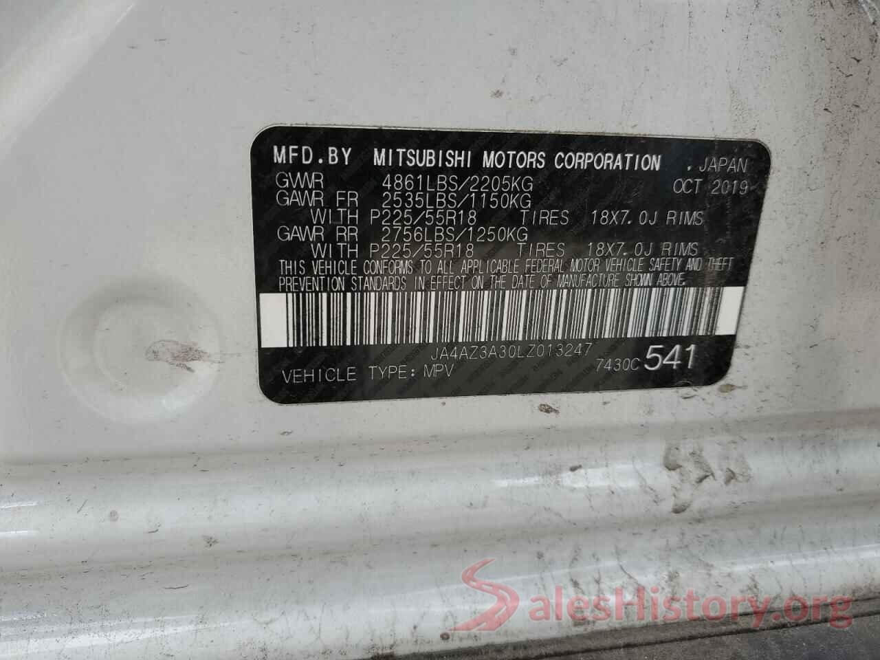 JA4AZ3A30LZ013247 2020 MITSUBISHI OUTLANDER