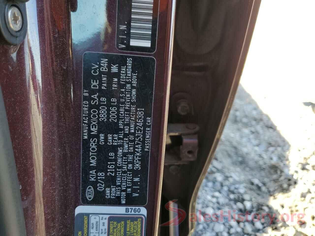 3KPFK4A75JE246381 2018 KIA FORTE