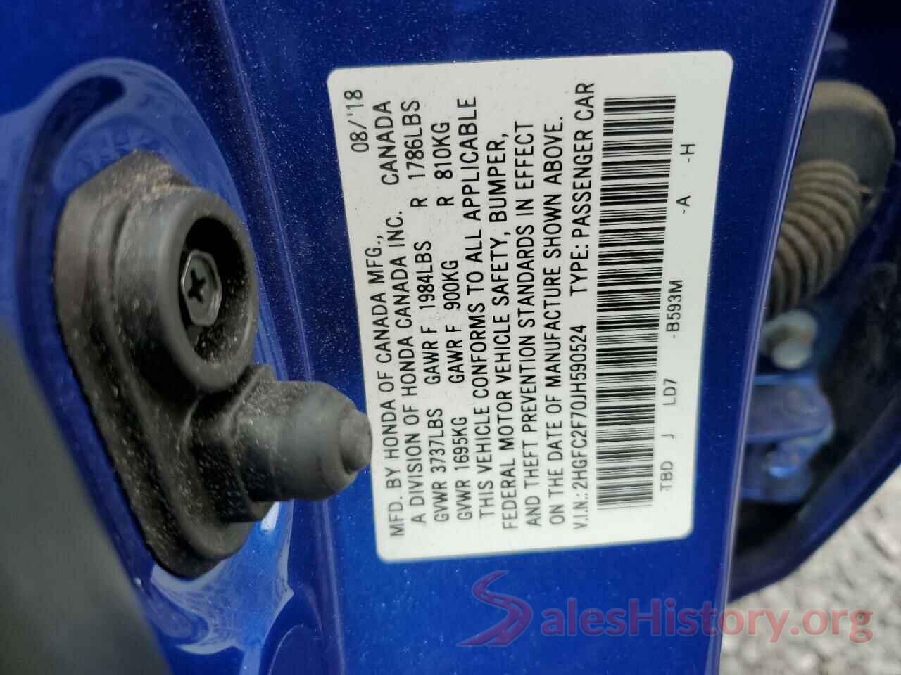 2HGFC2F70JH590524 2018 HONDA CIVIC