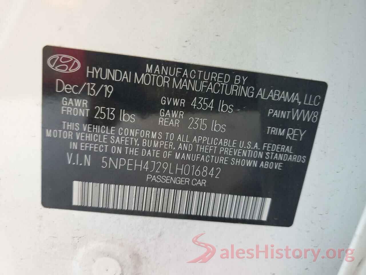 5NPEH4J29LH016842 2020 HYUNDAI SONATA