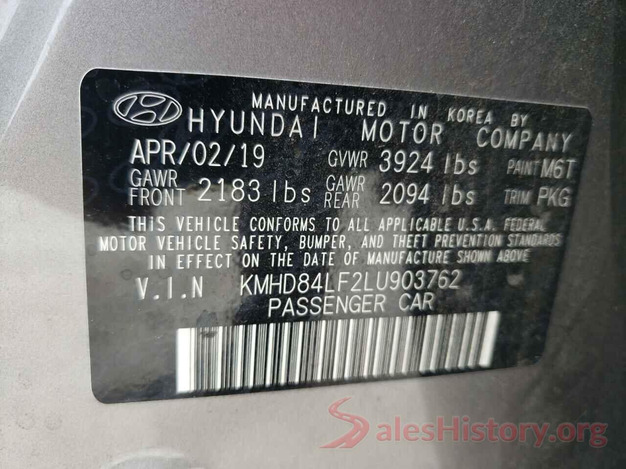 KMHD84LF2LU903762 2020 HYUNDAI ELANTRA