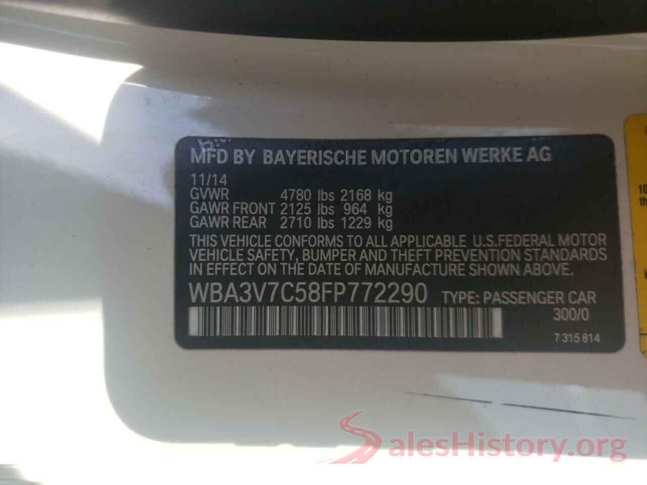 WBA3V7C58FP772290 2015 BMW 4 SERIES