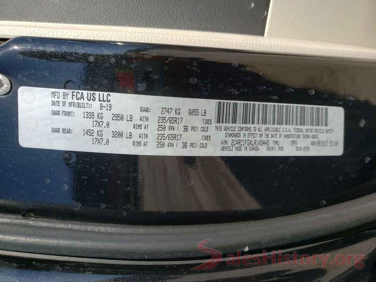 2C4RC1FGXLR103445 2020 CHRYSLER PACIFICA