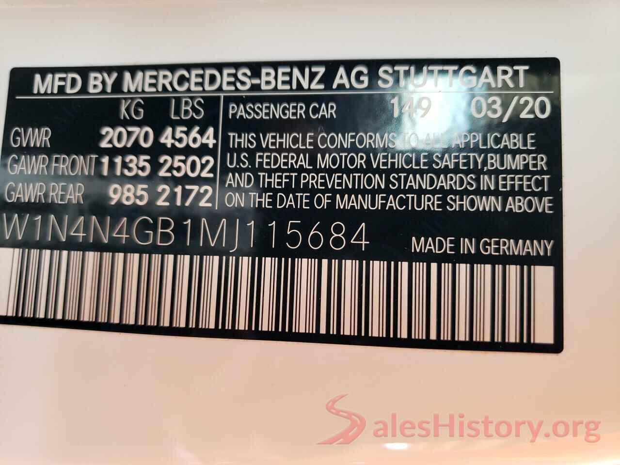 W1N4N4GB1MJ115684 2021 MERCEDES-BENZ GLA-CLASS