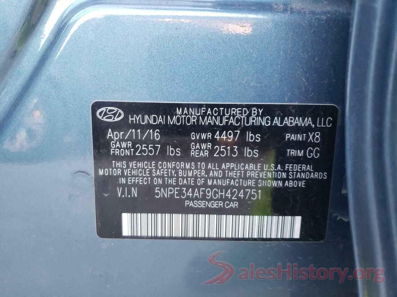 5NPE34AF9GH424751 2016 HYUNDAI SONATA