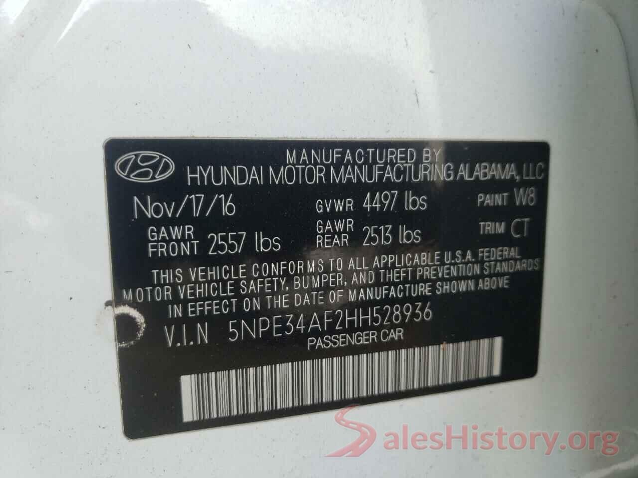 5NPE34AF2HH528936 2017 HYUNDAI SONATA