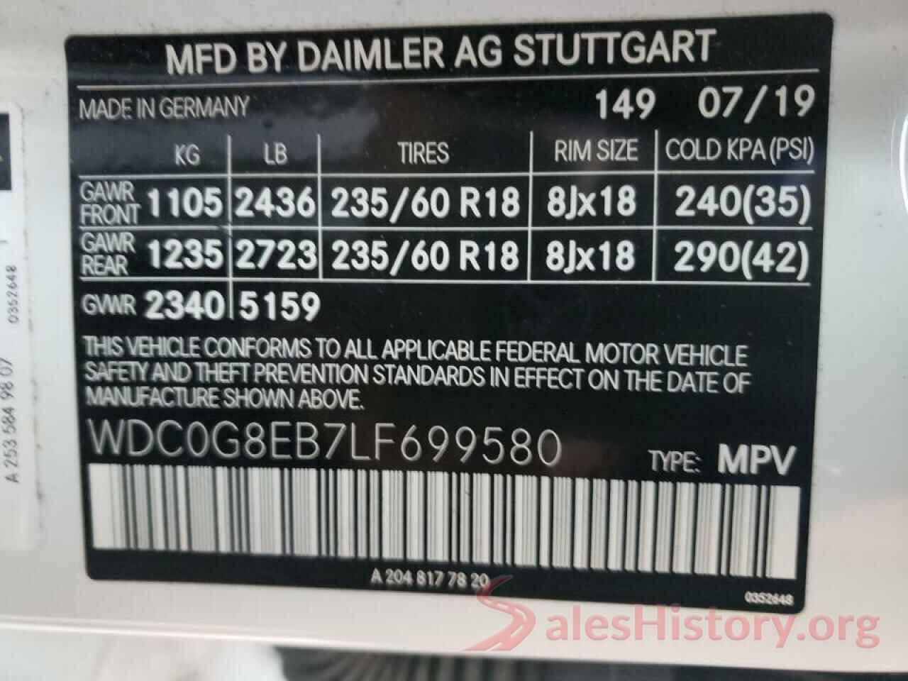 WDC0G8EB7LF699580 2020 MERCEDES-BENZ GLC-CLASS