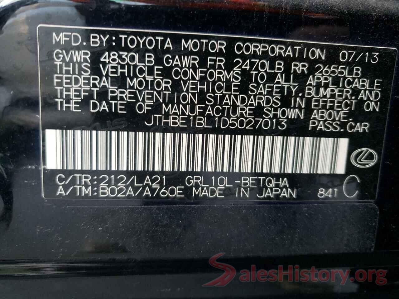 JTHBE1BL1D5027013 2013 LEXUS GS350