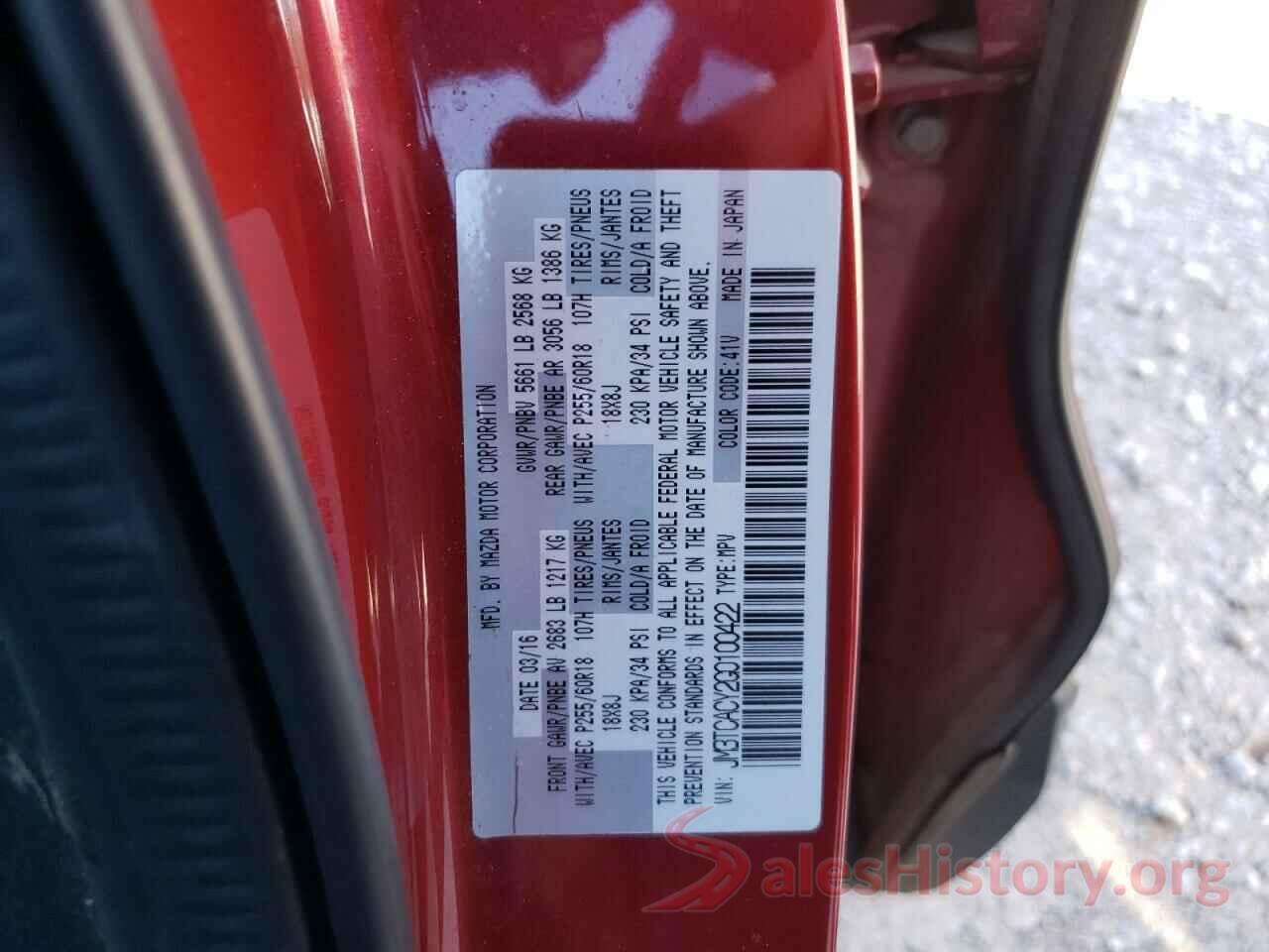 JM3TCACY2G0100422 2016 MAZDA CX-9