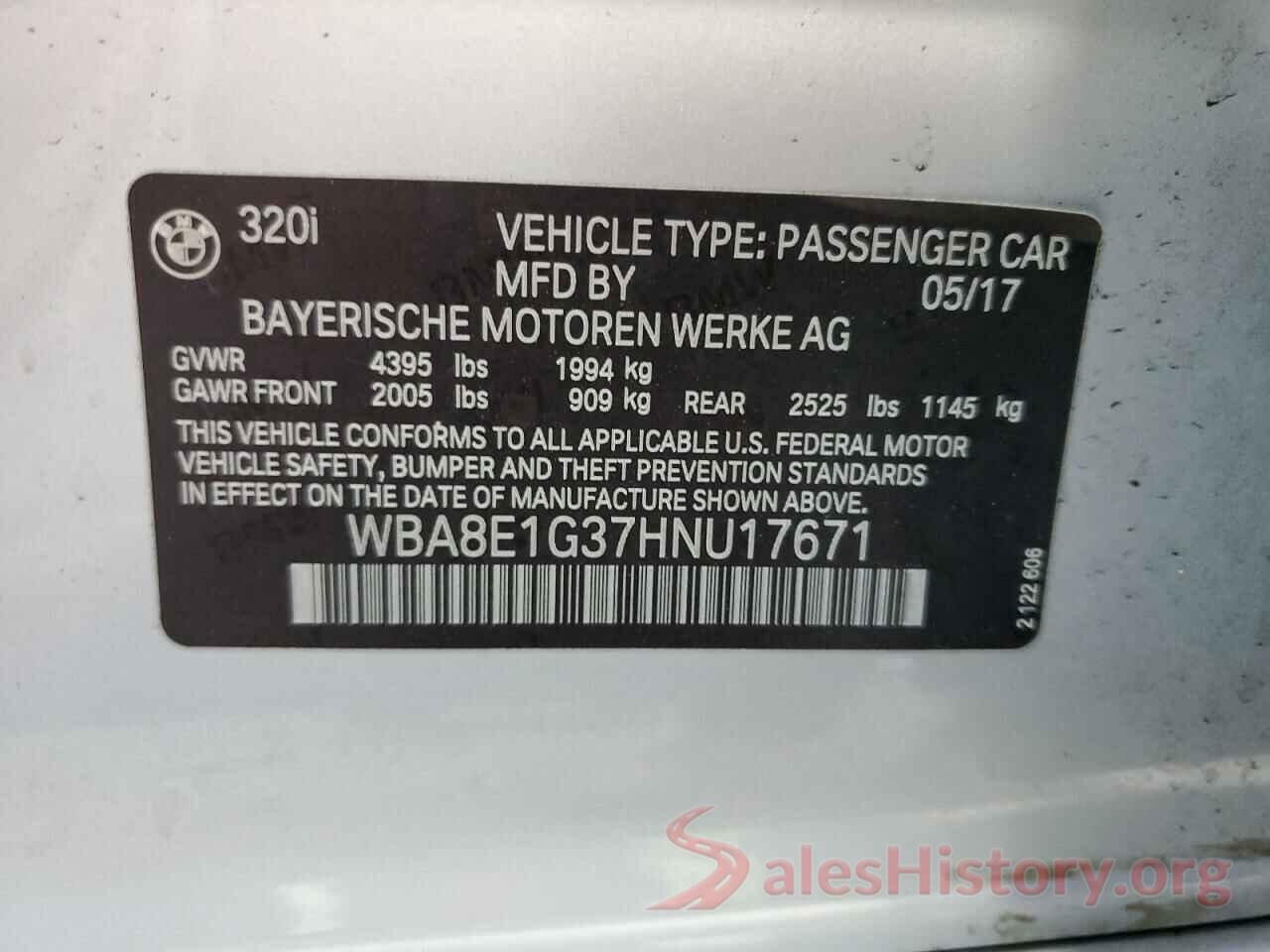 WBA8E1G37HNU17671 2017 BMW 3 SERIES