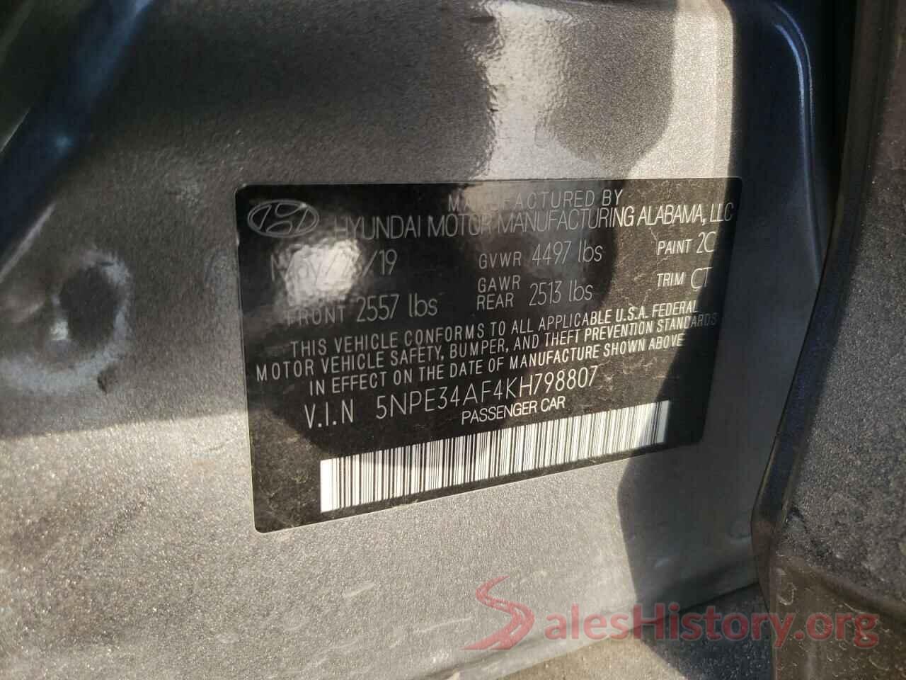 5NPE34AF4KH798807 2019 HYUNDAI SONATA