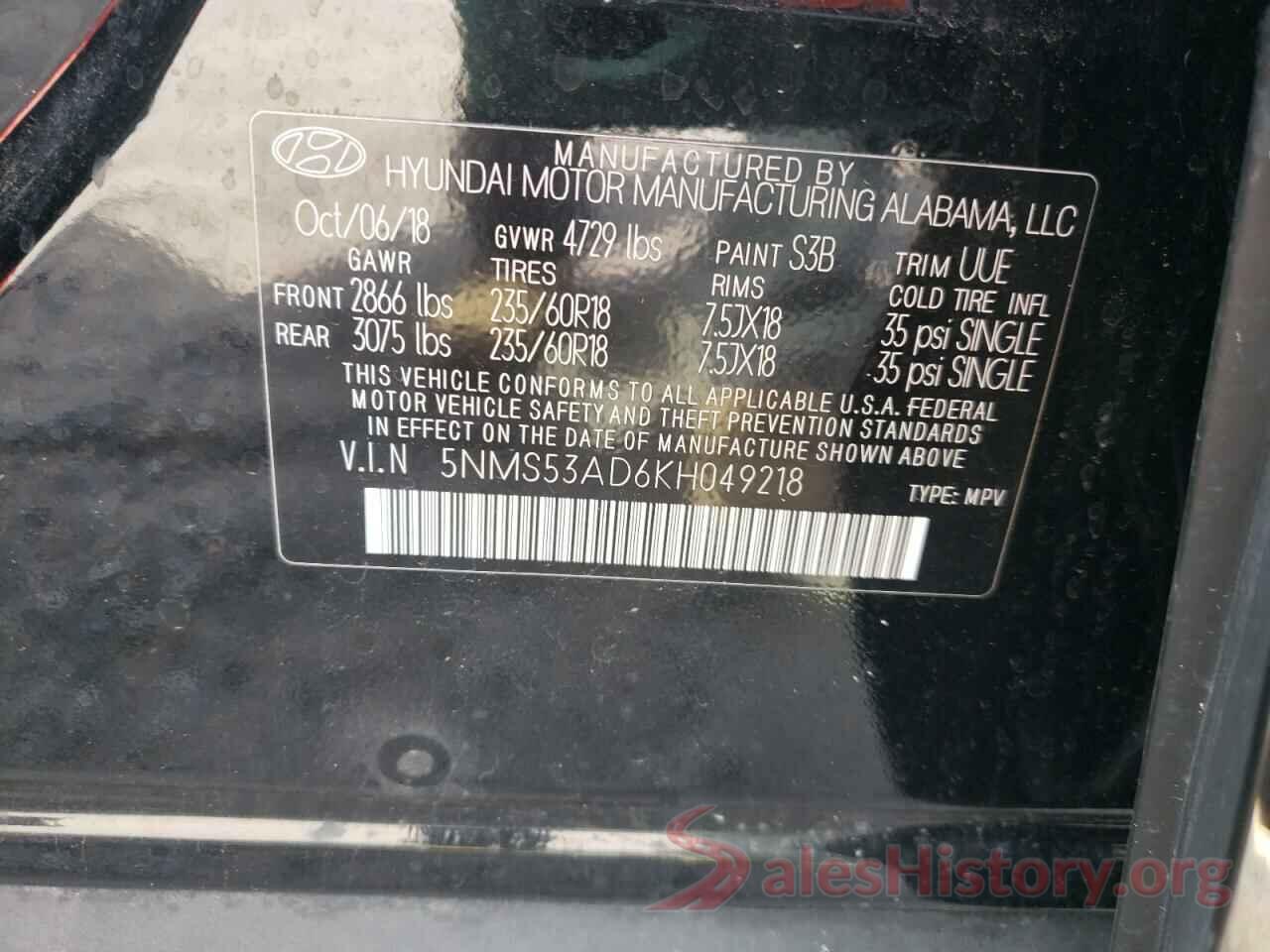 5NMS53AD6KH049218 2019 HYUNDAI SANTA FE