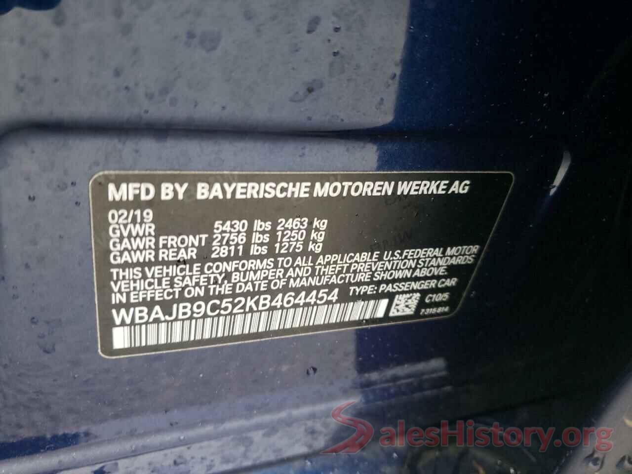 WBAJB9C52KB464454 2019 BMW M5