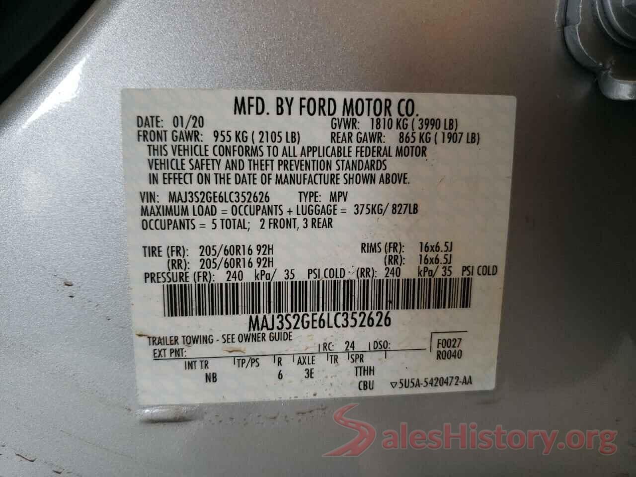 MAJ3S2GE6LC352626 2020 FORD ALL OTHER