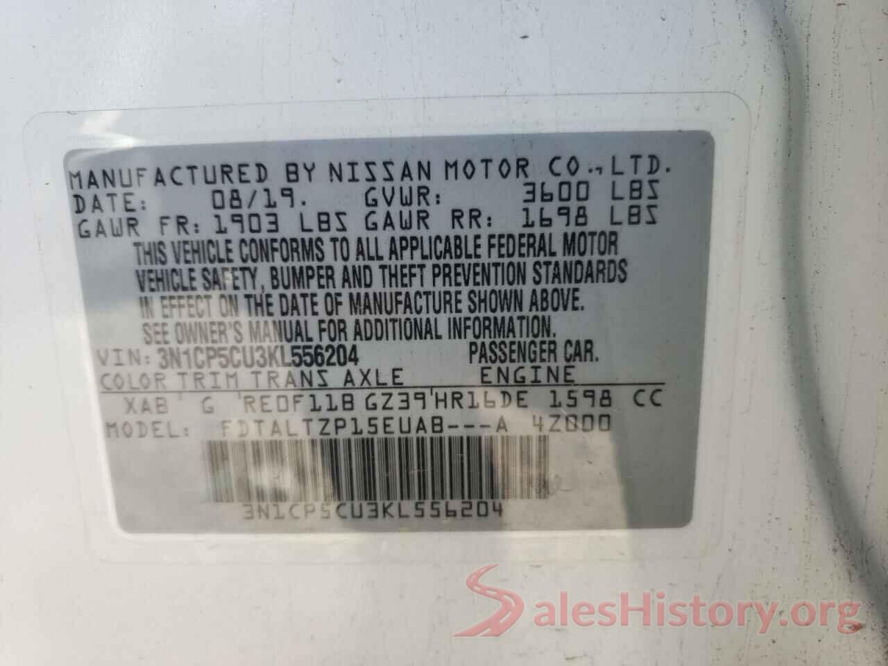 3N1CP5CU3KL556204 2019 NISSAN KICKS